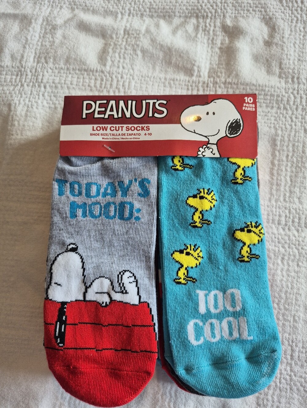 Peanuts low cut 10 pairs of socks fit women's shoe size 4-10 New